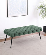 Ella Teal Upholstered Tufted Bench Stainless Steel Legs by Coaster at Eve Furniture