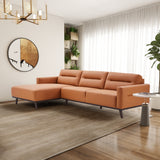 Ella L-Shaped Cognac PU Leather Left Sectional Couch by Ashcroft Imports at Eve Furniture