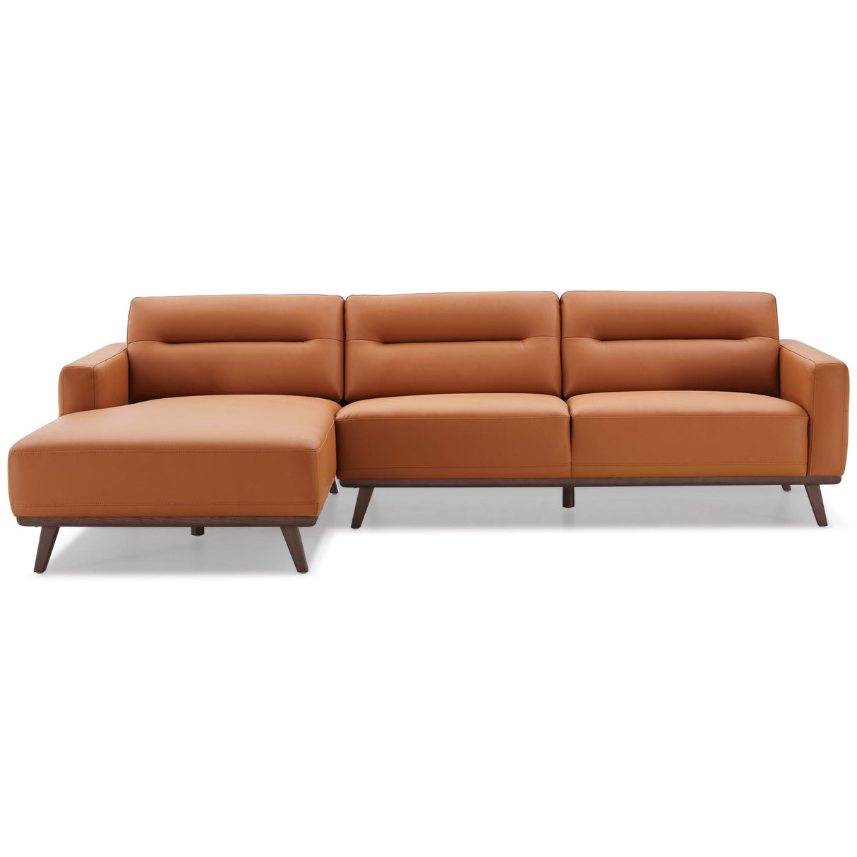 Ella L-Shaped Cognac PU Leather Left Sectional Couch by Ashcroft Imports at Eve Furniture