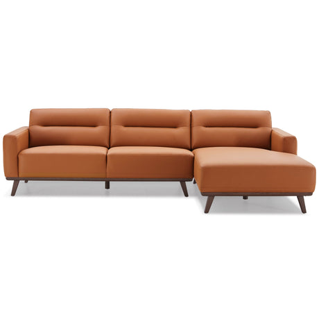 Ella L-Shaped Cognac PU Leather Right Sectional Couch by Ashcroft Imports at Eve Furniture