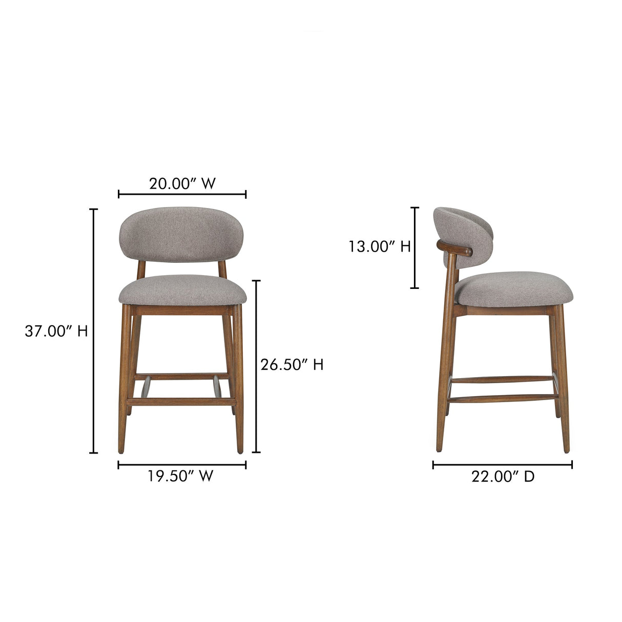 Ellie Light Brown Counter Stool by Moe's Home at Eve Furniture
