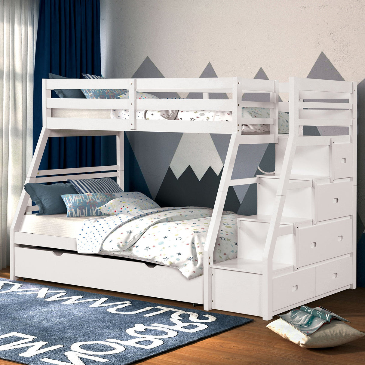 Ellington White Twin/Full Bunk Bed by Furniture of America at Eve Furniture
