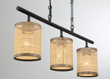 Elysian Three Lights Island With Natural Rattan Shade Farmhouse Chain Ceiling Lamp by Ashcroft Imports at Eve Furniture