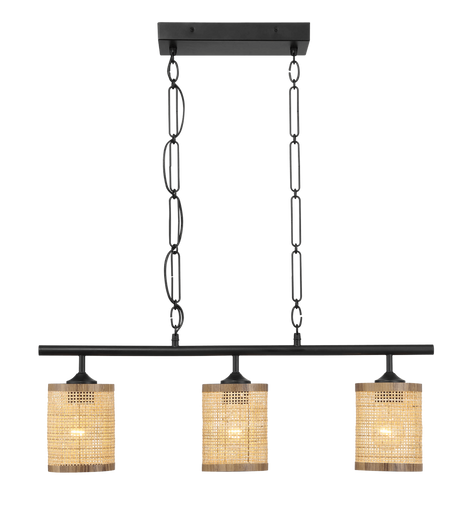 Elysian Three Lights Island With Natural Rattan Shade Farmhouse Chain Ceiling Lamp by Ashcroft Imports at Eve Furniture