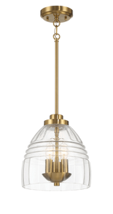 Ember Three Candle Lights Chain Pendant With Clear Glass - Satin Brass by Ashcroft Imports at Eve Furniture