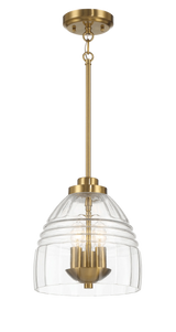 Ember Three Candle Lights Chain Pendant With Clear Glass - Satin Brass by Ashcroft Furniture at Eve Furniture