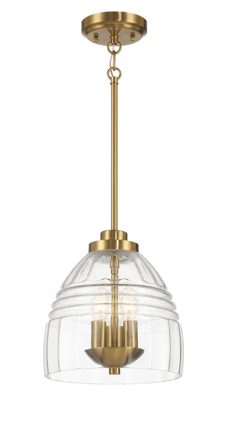 Ember Three Candle Lights Chain Pendant With Clear Glass - Satin Brass by Ashcroft Furniture at Eve Furniture
