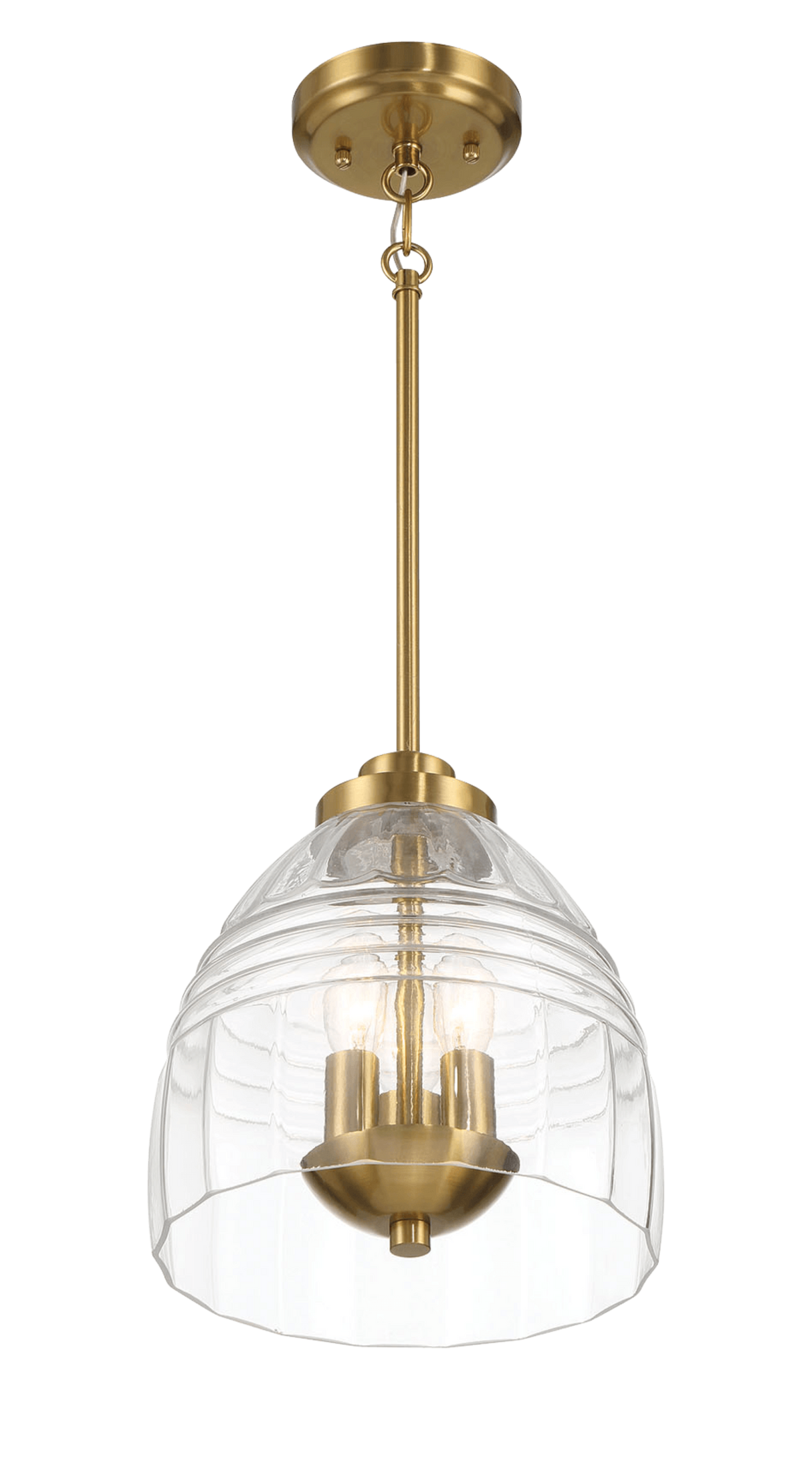 Ember Three Candle Lights Chain Pendant With Clear Glass - Satin Brass by Ashcroft Imports at Eve Furniture