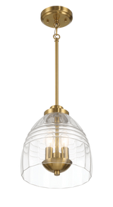 Ember Three Candle Lights Chain Pendant With Clear Glass - Satin Brass by Ashcroft Imports at Eve Furniture