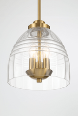 Ember Three Candle Lights Chain Pendant With Clear Glass - Satin Brass by Ashcroft Imports at Eve Furniture