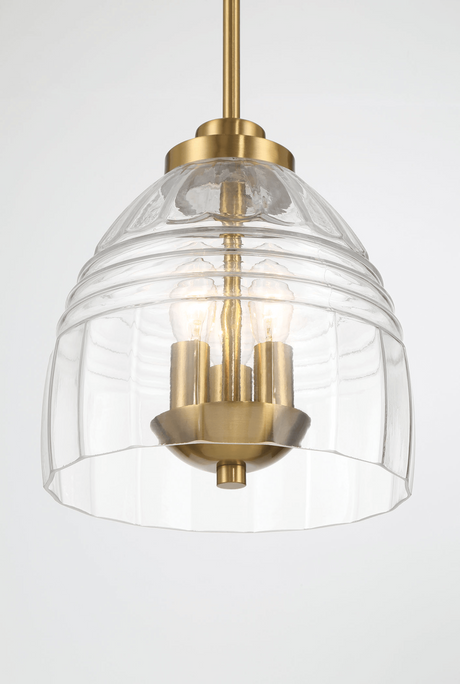 Ember Three Candle Lights Chain Pendant With Clear Glass - Satin Brass by Ashcroft Imports at Eve Furniture