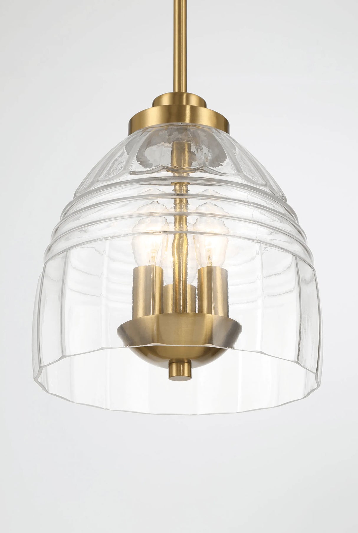 Ember Three Candle Lights Chain Pendant With Clear Glass - Satin Brass by Ashcroft Furniture at Eve Furniture