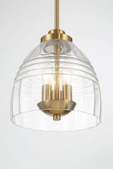 Ember Three Candle Lights Chain Pendant With Clear Glass - Satin Brass by Ashcroft Furniture at Eve Furniture