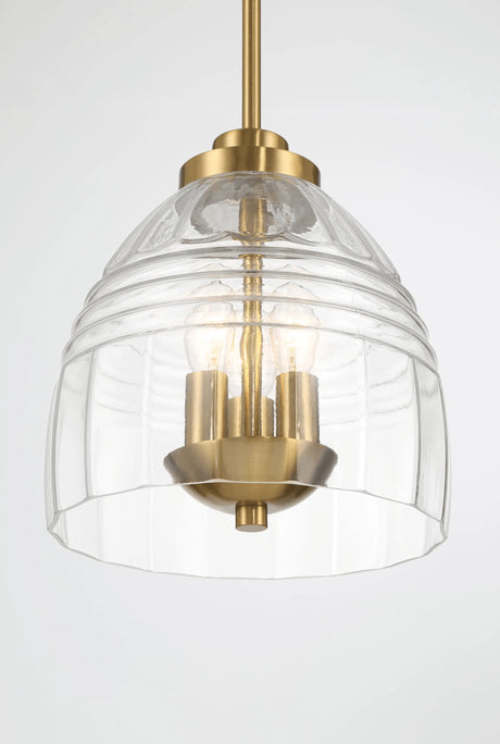 Ember Three Candle Lights Chain Pendant With Clear Glass - Satin Brass by Ashcroft Furniture at Eve Furniture