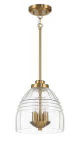 Ember Three Candle Lights Chain Pendant With Clear Glass - Satin Brass by Ashcroft Imports at Eve Furniture