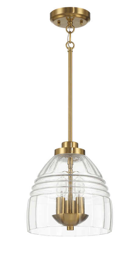 Ember Three Candle Lights Chain Pendant With Clear Glass - Satin Brass by Ashcroft Imports at Eve Furniture