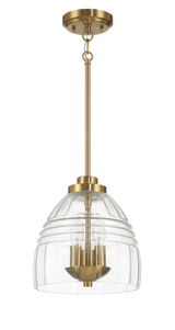 Ember Three Candle Lights Chain Pendant With Clear Glass - Satin Brass by Ashcroft Furniture at Eve Furniture
