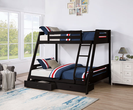 Emilee Black Twin/Full Bunk Bed by Furniture of America at Eve Furniture