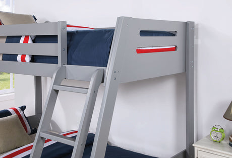 Emilee Gray Twin/Full Bunk Bed by Furniture of America at Eve Furniture
