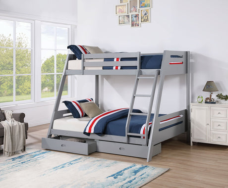 Emilee Gray Twin/Full Bunk Bed by Furniture of America at Eve Furniture