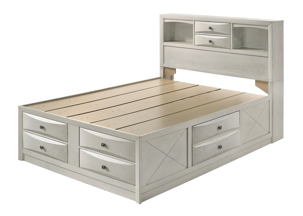 Emily White Queen Storage Platform Bed by Crown Mark at Eve Furniture