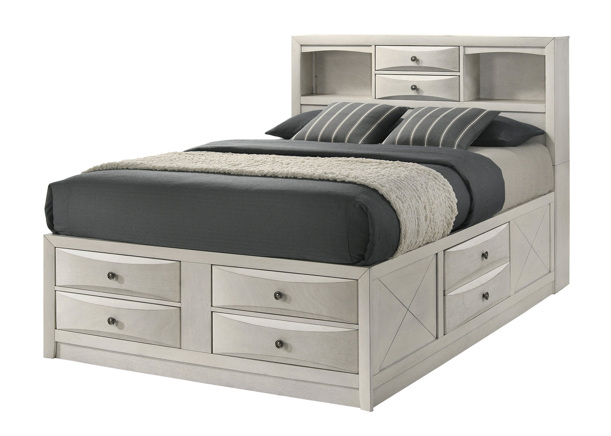 Emily White Queen Storage Platform Bed by Crown Mark at Eve Furniture