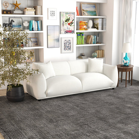 Emma Mid Century Modern Luxury Cream Boucle Sofa by Ashcroft Imports at Eve Furniture