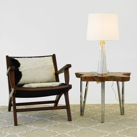 Enclave Hydro Black Table Lamp with On/Off Switch Faux Marble Base Fabric Shade by Ashcroft Imports at Eve Furniture