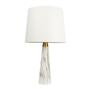 Enclave Hydro Black Table Lamp with On/Off Switch Faux Marble Base Fabric Shade by Ashcroft Furniture at Eve Furniture