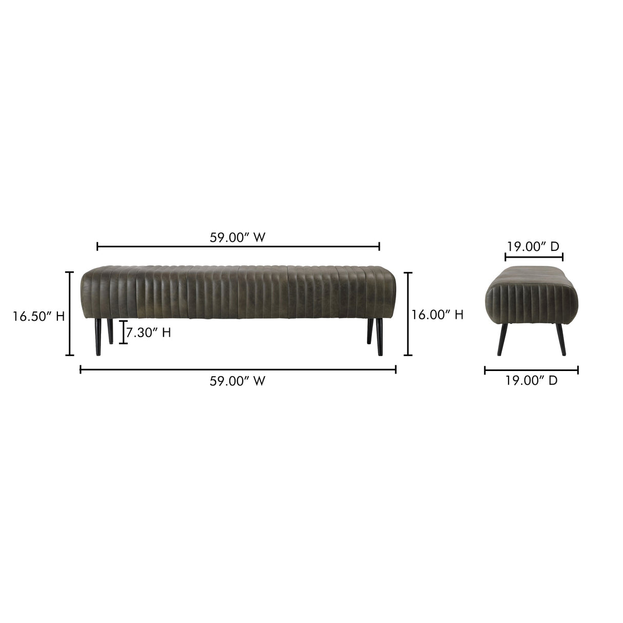 Endora Green Bench by Moe's Home at Eve Furniture