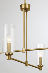 Enigma Four Lights Chandelier With Clear Ribbed Glass -Satin Brass by Ashcroft Imports at Eve Furniture