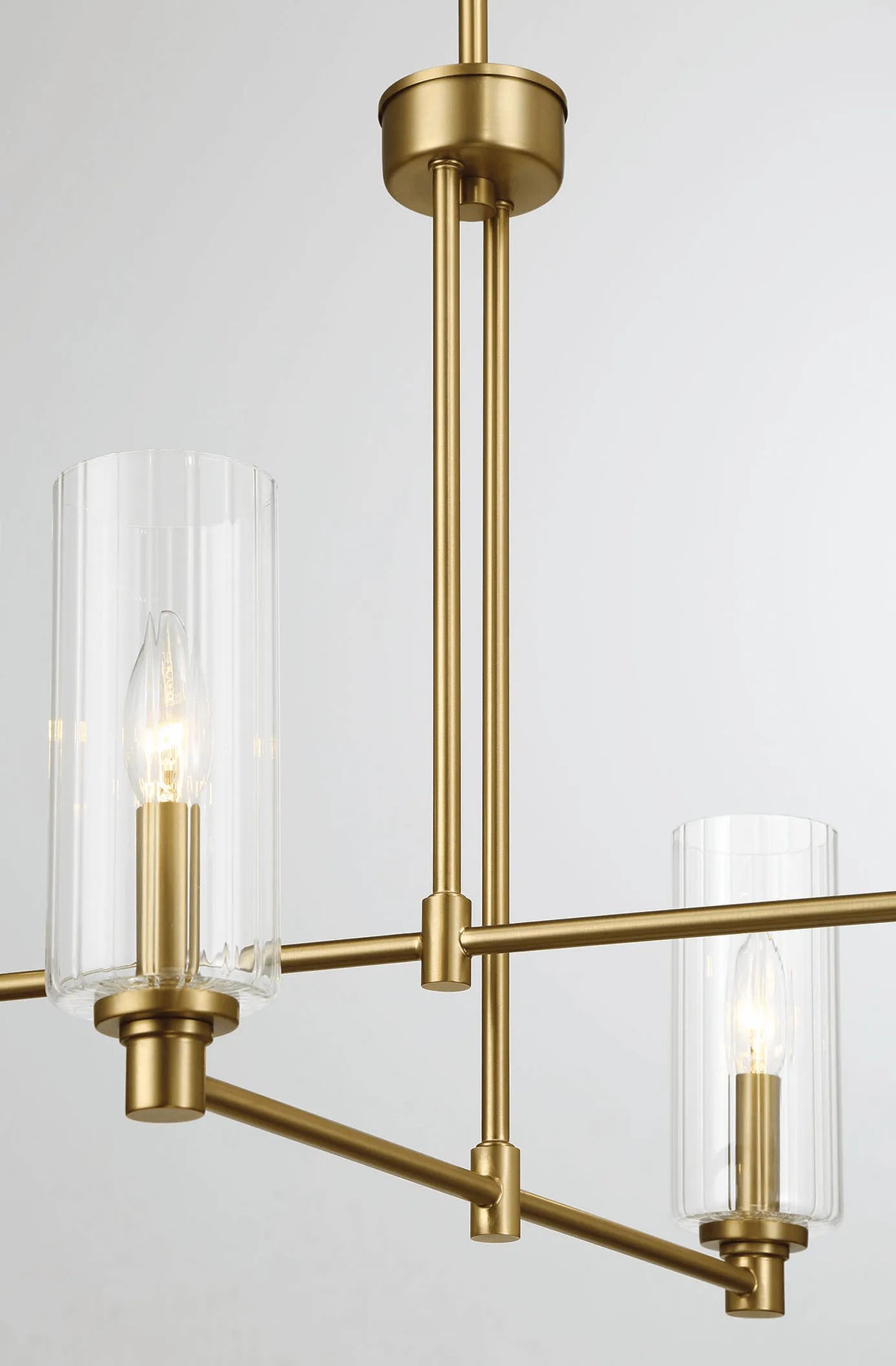Enigma Four Lights Chandelier With Clear Ribbed Glass -Satin Brass by Ashcroft Furniture at Eve Furniture