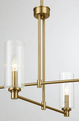Enigma Four Lights Chandelier With Clear Ribbed Glass -Satin Brass by Ashcroft Furniture at Eve Furniture