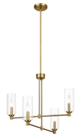 Enigma Four Lights Chandelier With Clear Ribbed Glass -Satin Brass by Ashcroft Imports at Eve Furniture