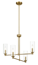 Enigma Four Lights Chandelier With Clear Ribbed Glass -Satin Brass by Ashcroft Furniture at Eve Furniture