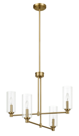 Enigma Four Lights Chandelier With Clear Ribbed Glass -Satin Brass by Ashcroft Furniture at Eve Furniture
