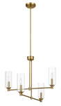 Enigma Four Lights Chandelier With Clear Ribbed Glass -Satin Brass by Ashcroft Furniture at Eve Furniture