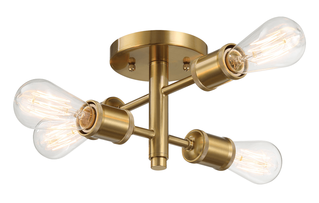 Ephemeral Four Lights Semi Flush Mount Retro Hallway Kitchen Bedroom Living Room Ceiling Pendant 11"W × 6.5"H by Ashcroft Imports at Eve Furniture