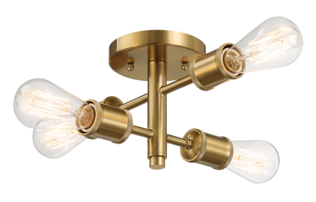 Ephemeral Four Lights Semi Flush Mount Retro Hallway Kitchen Bedroom Living Room Ceiling Pendant 11"W × 6.5"H by Ashcroft Furniture at Eve Furniture