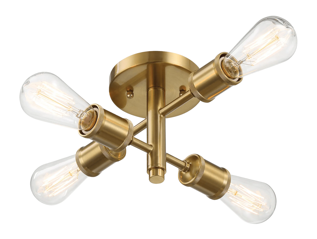 Ephemeral Four Lights Semi Flush Mount Retro Hallway Kitchen Bedroom Living Room Ceiling Pendant 11"W × 6.5"H by Ashcroft Furniture at Eve Furniture