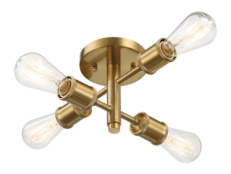 Ephemeral Four Lights Semi Flush Mount Retro Hallway Kitchen Bedroom Living Room Ceiling Pendant 11"W × 6.5"H by Ashcroft Furniture at Eve Furniture
