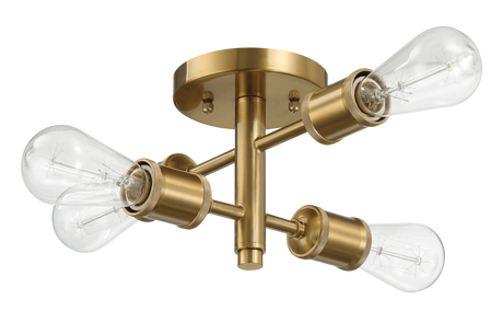 Ephemeral Four Lights Semi Flush Mount Retro Hallway Kitchen Bedroom Living Room Ceiling Pendant 11"W × 6.5"H by Ashcroft Imports at Eve Furniture