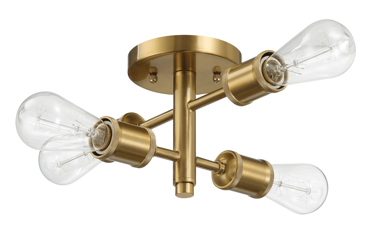 Ephemeral Four Lights Semi Flush Mount Retro Hallway Kitchen Bedroom Living Room Ceiling Pendant 11"W × 6.5"H by Ashcroft Furniture at Eve Furniture