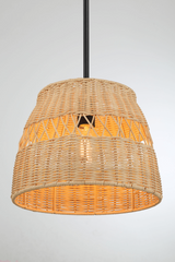 Essence Single Lights Pendant With Rattan Shade Black Metal Finish for Farmhouse Style by Ashcroft Imports at Eve Furniture