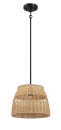 Essence Single Lights Pendant With Rattan Shade Black Metal Finish for Farmhouse Style by Ashcroft Furniture at Eve Furniture