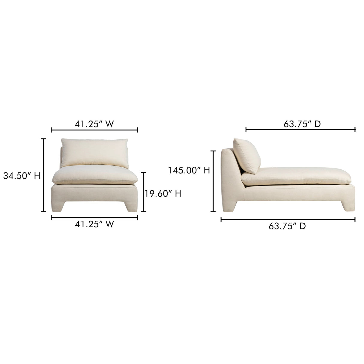 Estelle Cream Chaise by Moe's Home at Eve Furniture