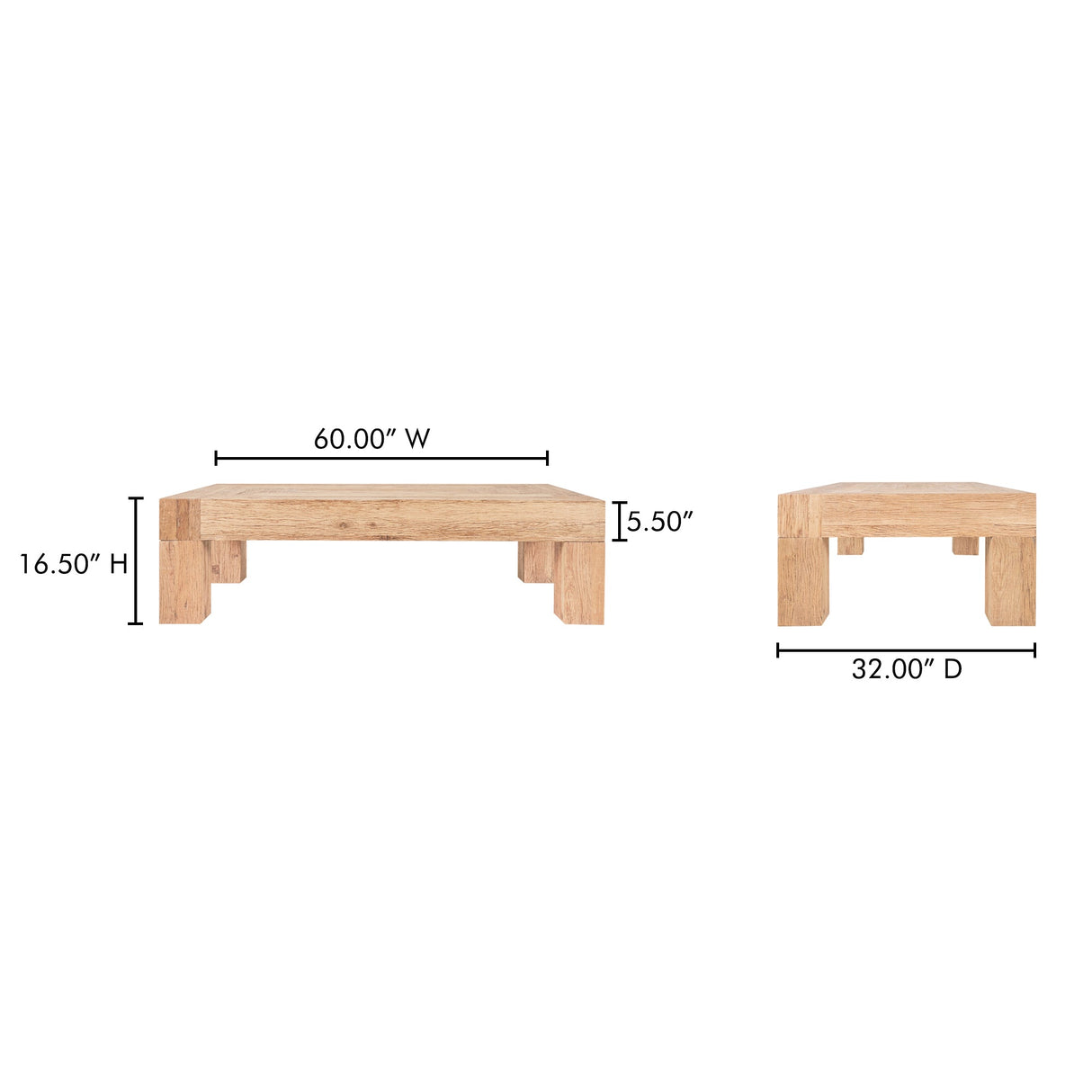 Evander Aged Oak Rectangle Coffee Table by Moe's Home at Eve Furniture