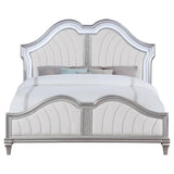 Evangeline Ivory/Silver Oak Tufted Upholstered Platform Queen Bed by Coaster at Eve Furniture