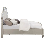 Evangeline Ivory/Silver Oak Tufted Upholstered Platform Queen Bed by Coaster at Eve Furniture