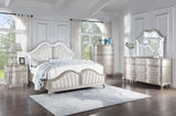 Evangeline Ivory/Silver Oak Tufted Upholstered Platform Queen Bed by Coaster at Eve Furniture